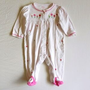 carter's floral embroidered snap footie sleeper pajamas 6 months baby girl